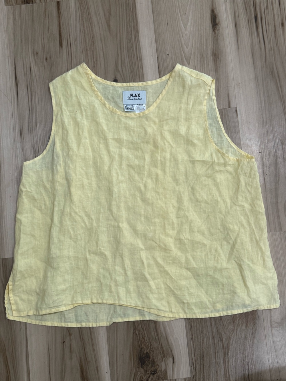 Flax Yellow Linen Sleeveless Top Shirt Women’s Large